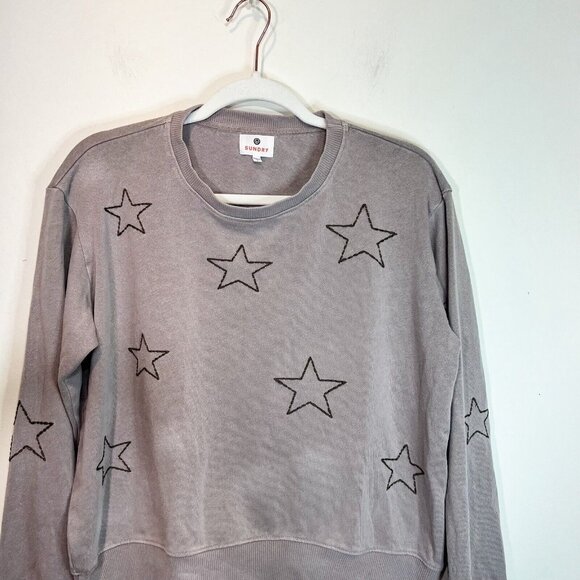 Sundry Sweatshirt 1 Small Womens Mauve Embroidered Stars Pullover Size Small - Picture 3 of 9